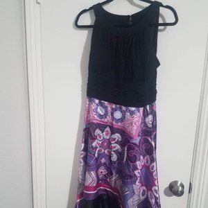 Black Purple Bohemian Midi Dress Petite